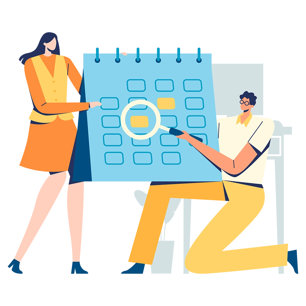 Dibujo de personas con esquema en pizarra